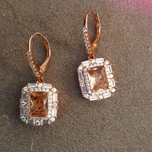 Gilt sterling morganite cz drop earrings